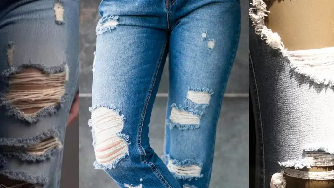 Photo lady in fashionable ripped jeans - fashionhpp